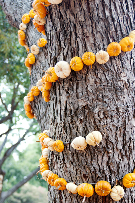 Decorating with pumpkins